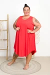 Sukienka z wyciętymi plecami PEGI czerwona Plus Size 48/56