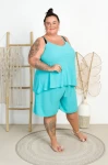 Komplet na lato Top + Spodenki SUMER turkus Plus Size 44/52