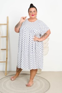 Sukienka na lato MIJO Kropki biała Plus Size 48/56