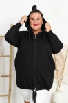 Bluza z kapturem na suwak SABINA czarna Plus Size 48/54
