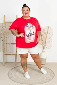 T-shirt VAMOS Kaczor/Drink czerwony Plus Size 48/54