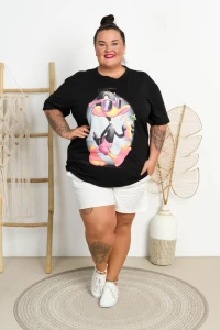 T-shirt VAMOS Kaczor/Drink czarny Plus Size 48/54