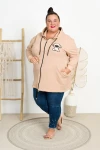 Bluza z kapturem na suwak DELTA PIESEK beżowa Plus Size 48/54