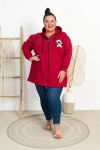 Bluza z kapturem na suwak DELTA PIESEK bordo Plus Size 48/54