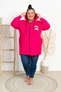 Bluza z kapturem na suwak DELTA PIESEK różowa Plus Size 48/54