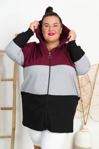 Bluza z kapturem na suwak DEXTER bur-mel-czar Plus Size 48/54