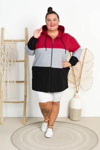 Bluza z kapturem na suwak DEXTER bor-mel-czar Plus Size 48/54