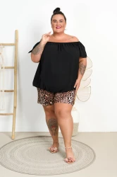 Bluzka Hiszpanka na gumce PATRICE czarna Plus Size 46/54