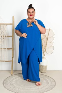 Komplet Tunika + Kuloty LUCKY chabrowy Plus Size 48/54