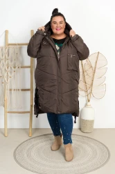 Płaszczyk pikowany za kolana LARRY czekoladowy Plus Size 52/56