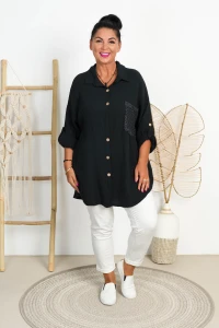 Muślinowa Koszula HANA czarna Plus Size 48/54