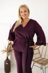 Elegancki Komplet TERENS śliwkowy Plus Size 44-50