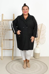 Płaszczyk z Bukli na Jesień DASTIN czarny Plus Size 50/54 