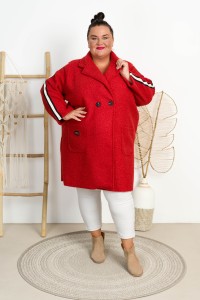 Płaszczyk z Bukli na Jesień DASTIN marchewkowy Plus Size 50/54 