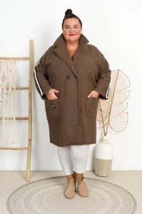 Płaszczyk z Bukli na Jesień DASTIN czekoladowy Plus Size 50/54 