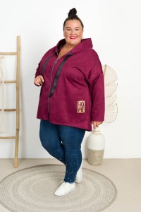 Narzutka Zamszowa na suwak LUISS burgund Plus Size 48/54