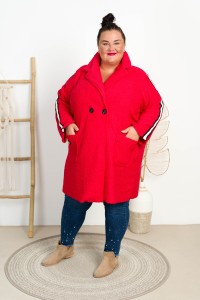 Płaszczyk z Bukli na Jesień DASTIN czerwony Plus Size 50/54
