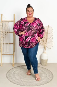 Milusia Bluzka VNeck ALINA wzór 2 Plus Size 50-58