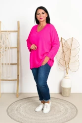Sweterek w szpic QUATRO róż Plus Size 48/54
