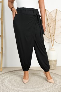 Spodnie dresowe wiązane na boku BAGGY czarne Plus Size 46/52
