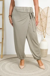 Spodnie dresowe wiązane na boku BAGGY siwy Plus Size 46/52