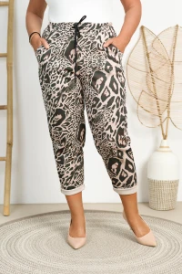 Spodnie Masełko Panterkowe NOAH zielone Plus Size 42/48