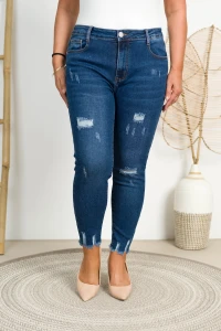 Jeansy z przetarciami HARLEM granatowe Plus Size 44-54