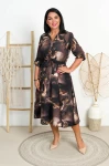 Sukienka z paskiem ILONA marmur brąz Plus Size 44-52