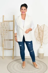 Kamizelka z Bukli JOJO śmietankowa Plus Size 42/48