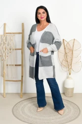 Kardigan Sweter LOLLi siwy Plus Size 42/48