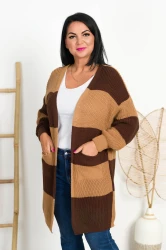 Kardigan Sweter LOLLi  brąz-camel Plus Size 42/48