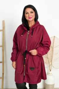 Parka Przeciwdeszczowa Oversize YOVI burgund Plus Size 50-60