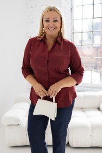 Koszula LUCYNA bordowa Plus Size 44-56