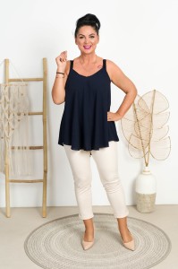 Top trapezowy OSCAR granatowy Plus Size 44/50