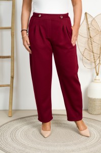 Spodnie Masełko z zakładkami SARAH bordo Plus Size 42/48
