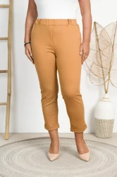 Eleganckie Spodnie SINNER musztardowe Plus Size 2XL-5XL