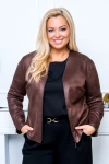  Kurteczka żakiecik CAMELLIA EkoSkóra czekoladowa Plus Size 44-56