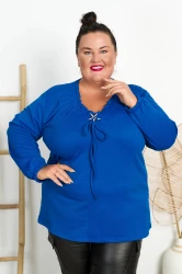 Bluzka z rozgwiazdą Masełko LAUREN chabrowa Plus Size 48/54