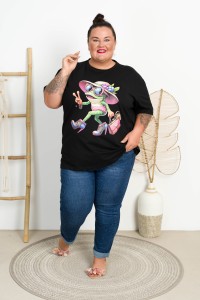 T-shirt VAMOS Żaba czarny Plus Size 48/54