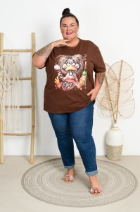 T-shirt VAMOS Degustatorka czekoladowy Plus Size 48/54