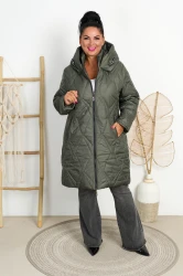 Zimowy Płaszcz NIKI khaki Plus Size 42-52