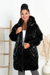 Zimowy Płaszcz Błyszczący NIKI czarny Plus Size 42-52