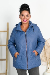 Kurtka z odpinanym kapturem MIRA niebieska Plus Size 44-52