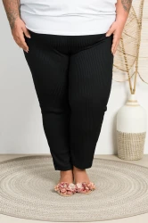 Legginsy prążkowane TREND czarne Plus Size 48-56