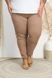 Legginsy prążkowane TREND beżowe Plus Size 48-56 