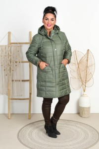 Płaszczyk taliowany ELA khaki Plus Size 44-52