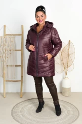 Kurtka na zimę KINGA burgund Plus Size 44-52