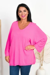 Sweterek Nietoperz TORI różowy Plus Size 48/56