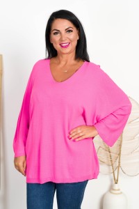 Sweterek Nietoperz TORI różowy Plus Size 48/56