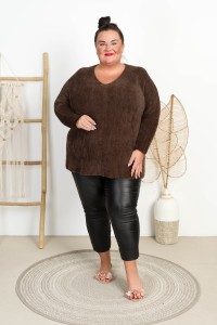 Sweterek Alpaka MONIK czekoladowy Plus Size 48/54